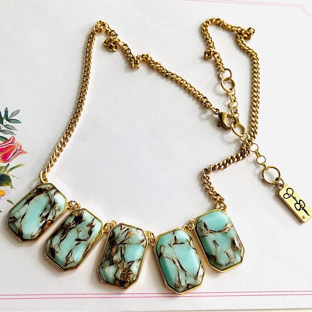 Jessica Simpson Necklace Turquoise & Gold Tone